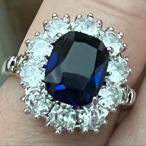 Sterling silver with dark blue stone ring